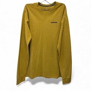 Patagonia Men's Golden Long Sleeved P-6 Logo Responsibili -Tee-Hawk Gold size M